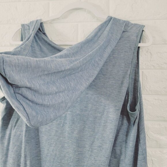 SJS Women's Love Print Sleeveless Summer Hoodie Top V-Neck Blue Size 1X - Picture 4 of 5